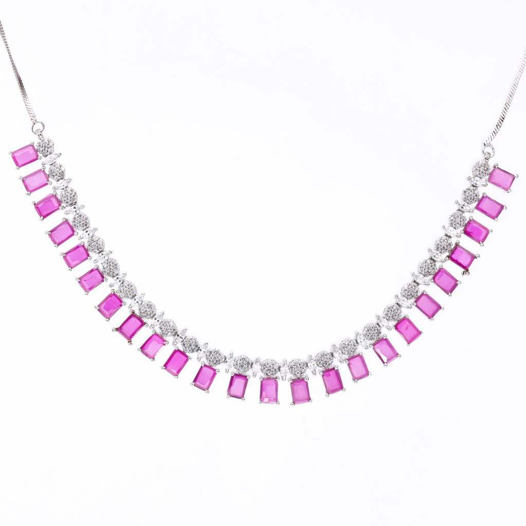 Ruby Square Ballet | Premium CZ Crystal Necklace Set