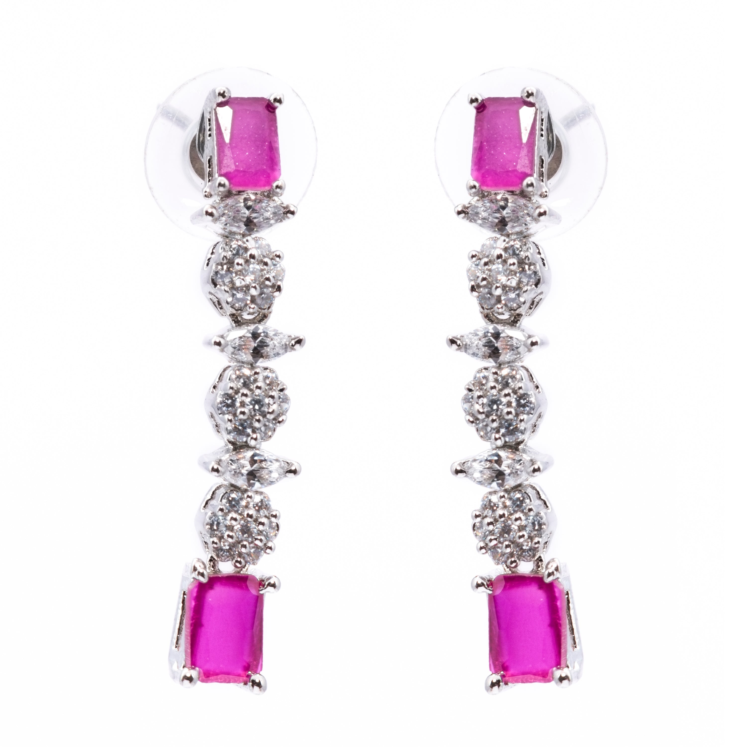 Ruby Square Ballet | Premium CZ Crystal Necklace Set