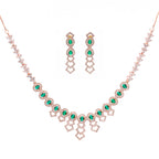 Dreamcatcher Rosy Emerald | Luxury CZ Crystal Necklace Set