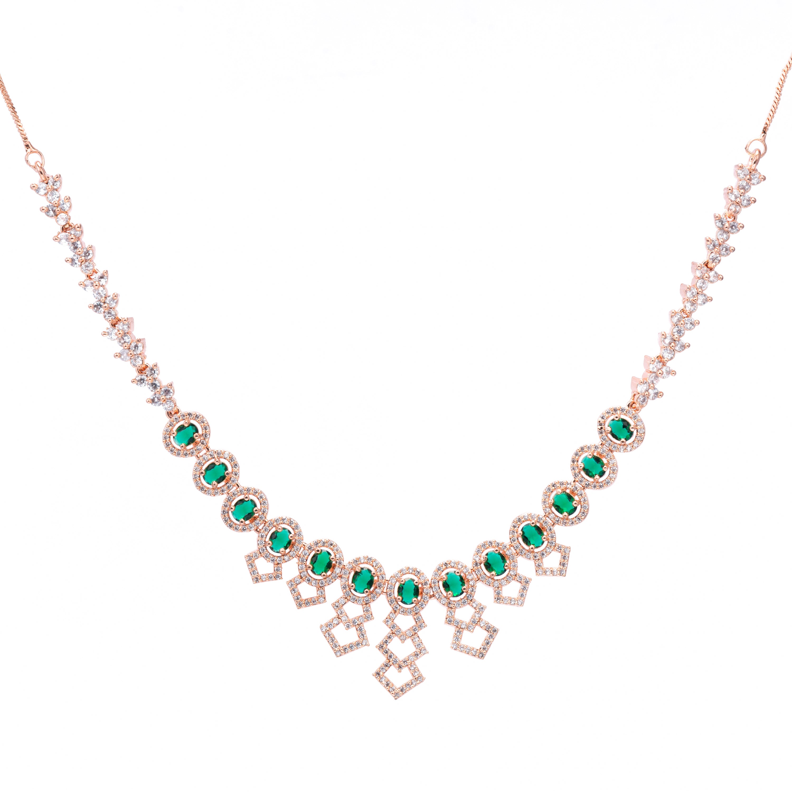 Dreamcatcher Rosy Emerald | Luxury CZ Crystal Necklace Set