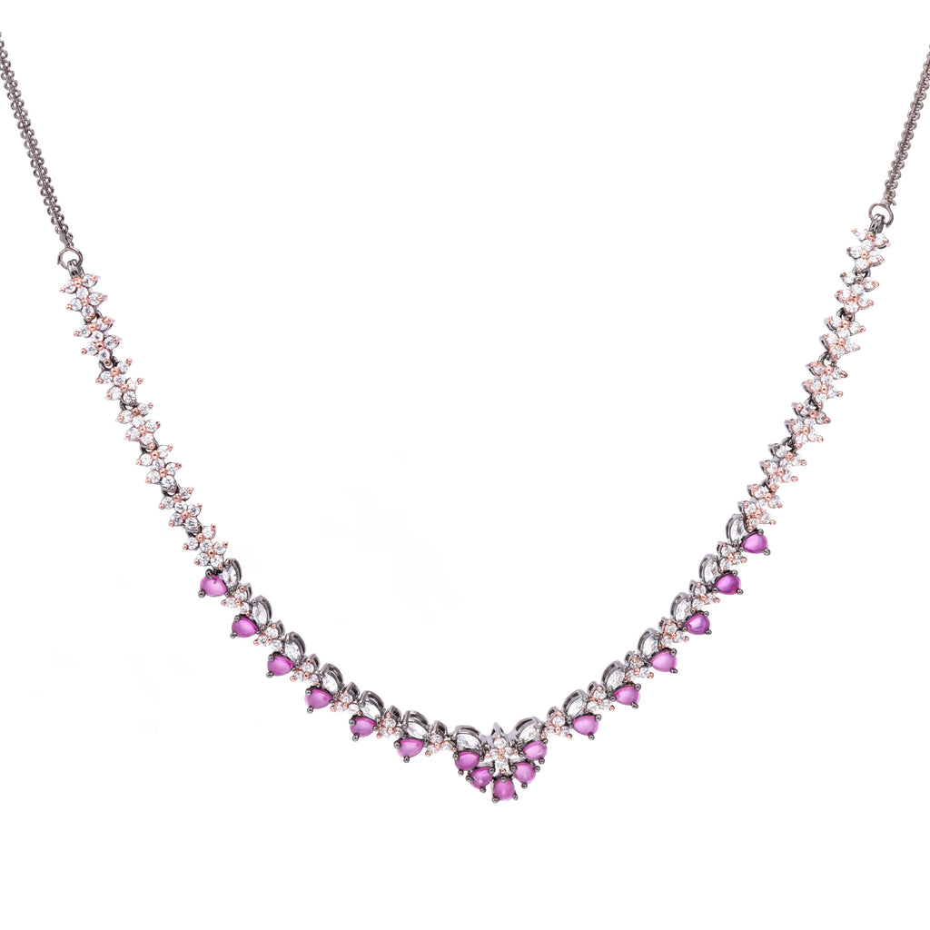 Aureate Black Ruby | Premium CZ Crystal Necklace Set