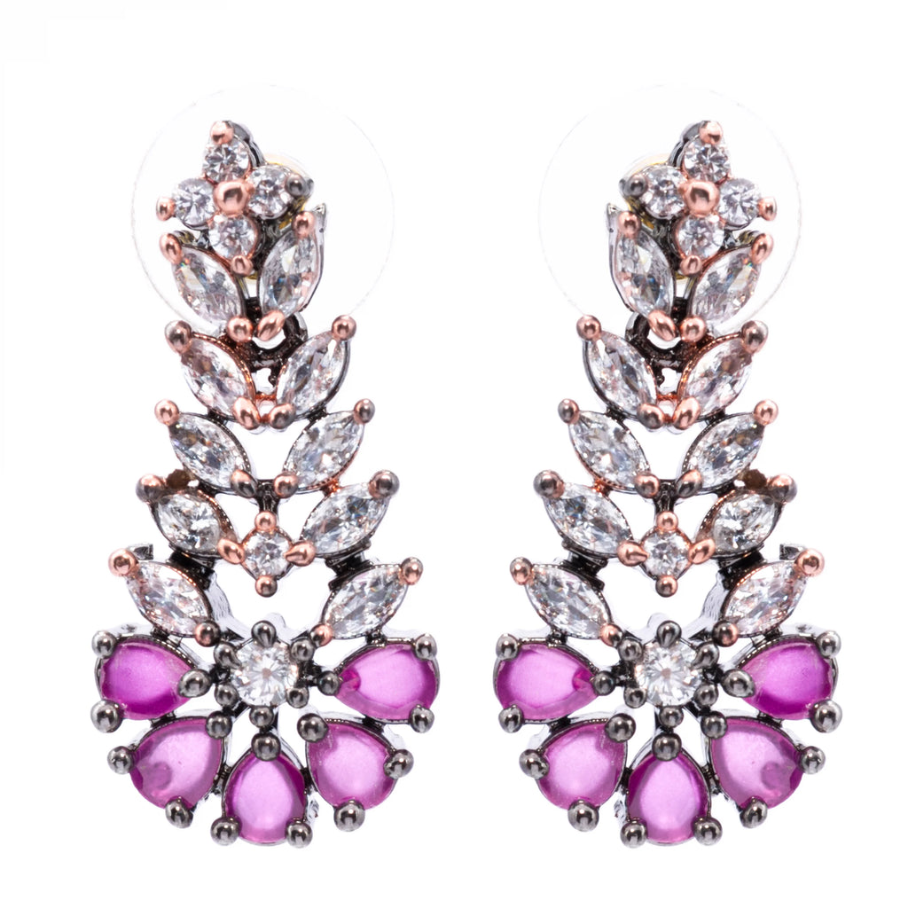 Aureate Black Ruby | Premium CZ Crystal Necklace Set