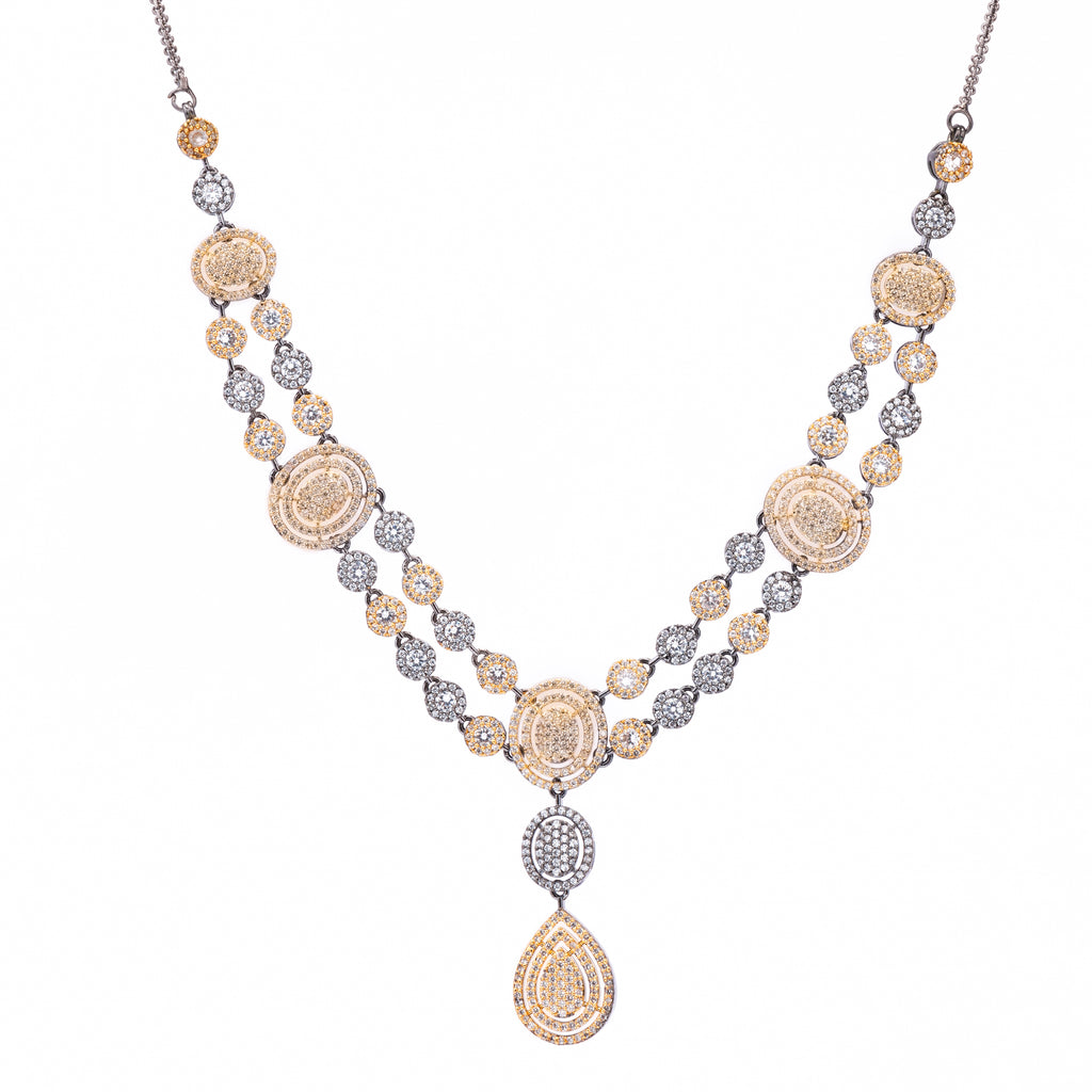 Mystique Black Gold Valor | Luxury CZ Crystal Necklace Set