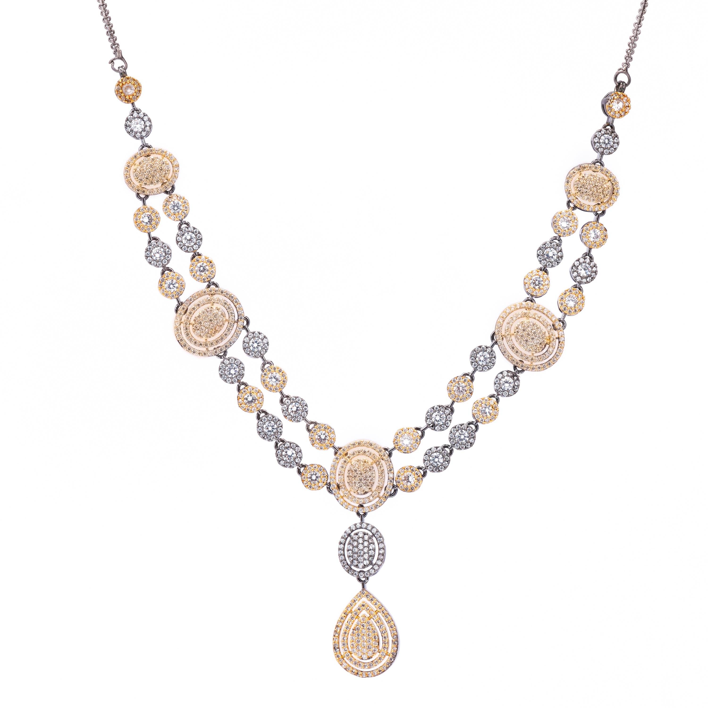 Mystique Black Gold Valor | Luxury CZ Crystal Necklace Set