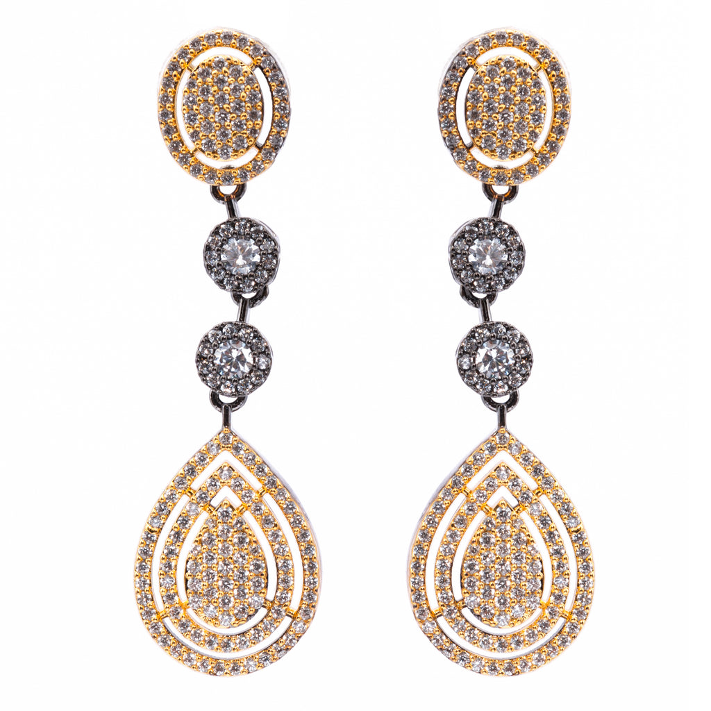 Mystique Black Gold Valor | Luxury CZ Crystal Necklace Set