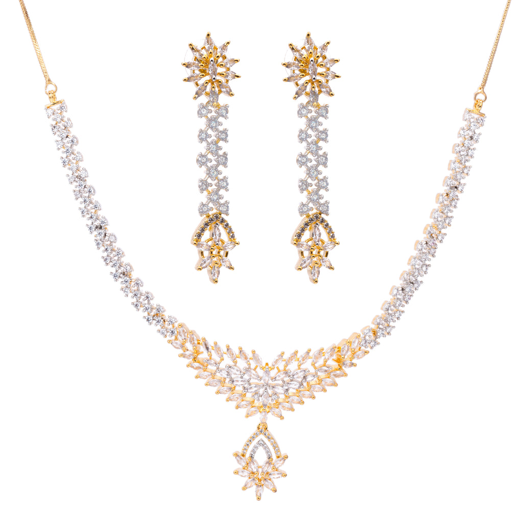 Lustrous Lily | Premium CZ Crystal Necklace Set