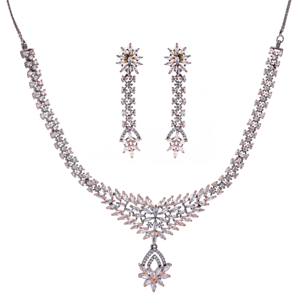 Lustrous Lily | Premium CZ Crystal Necklace Set