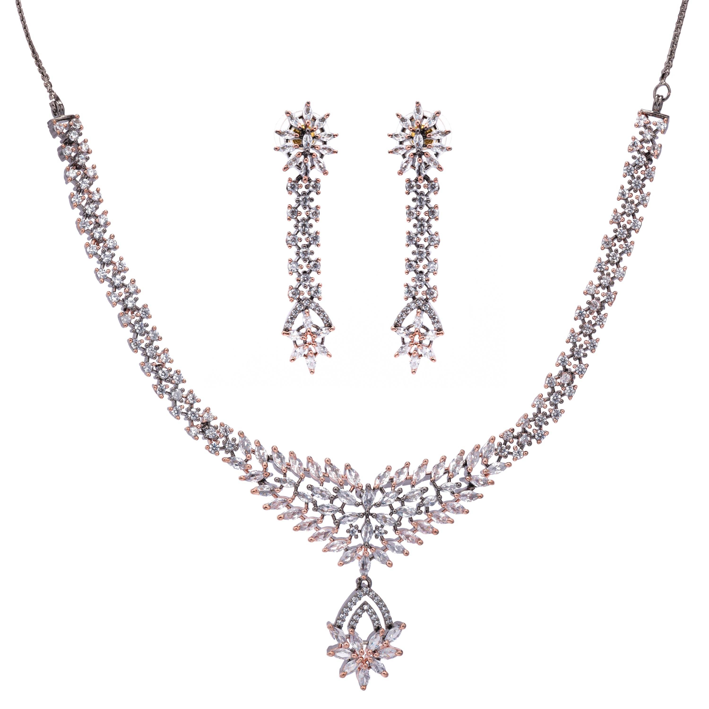 Lustrous Lily | Premium CZ Crystal Necklace Set