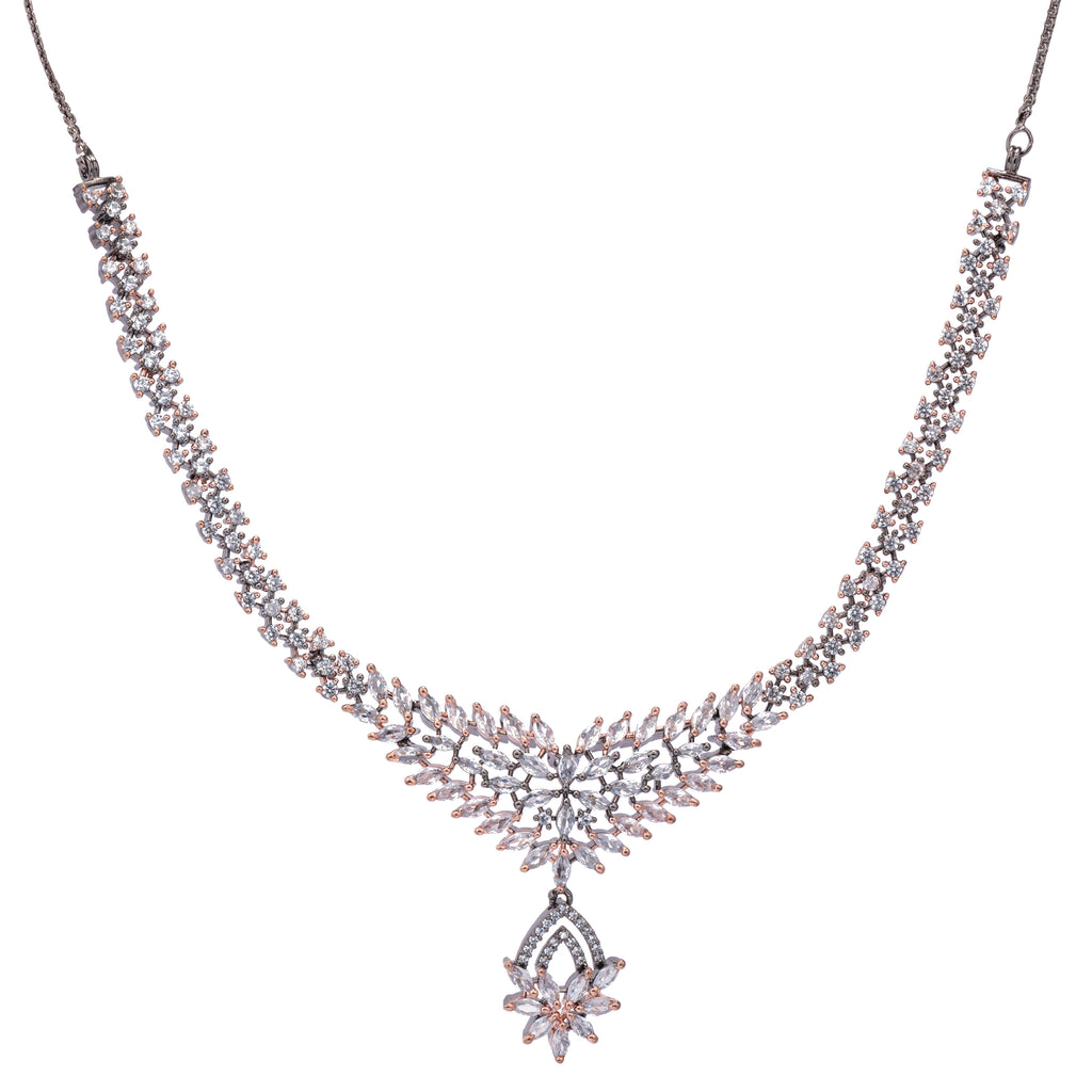 Lustrous Lily | Noiré | Premium CZ Crystal Necklace Set