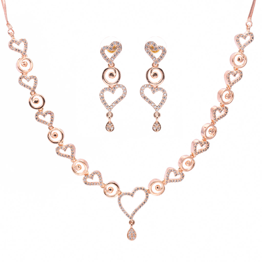 Rosy Mirage | Premium CZ Crystal Necklace Set