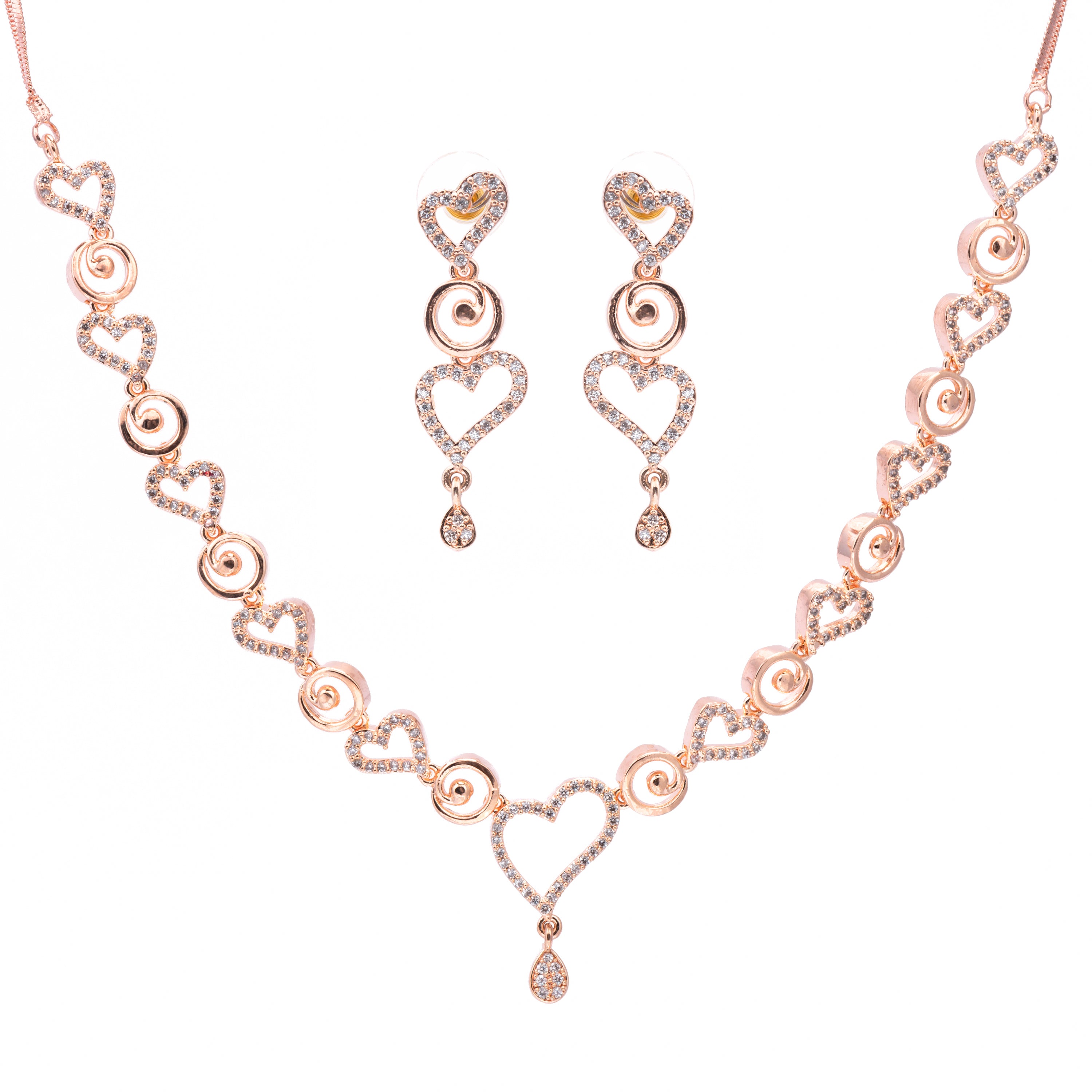 Rosy Mirage | Premium CZ Crystal Necklace Set