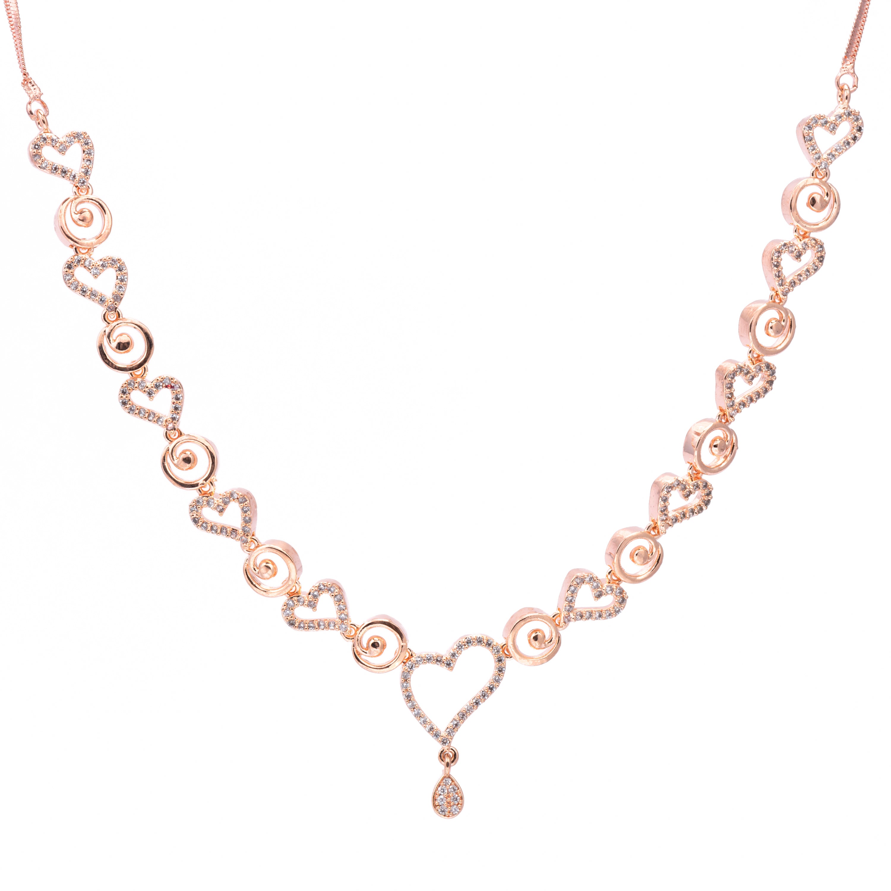 Rosy Mirage | Premium CZ Crystal Necklace Set