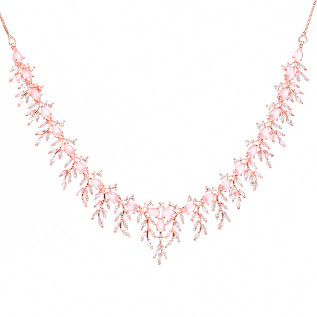 Solace Garland | Baby Pink | Premium CZ Crystal Necklace Set