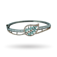 Leafy Crystal | Black & Rose Gold Plated | Mint Green | Luxury Crystal Bracelet