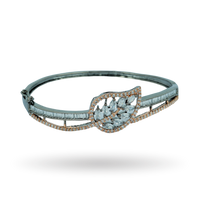 Leafy Crystal | White | Black & Rose Gold Plated | Luxury Crystal Bracelet