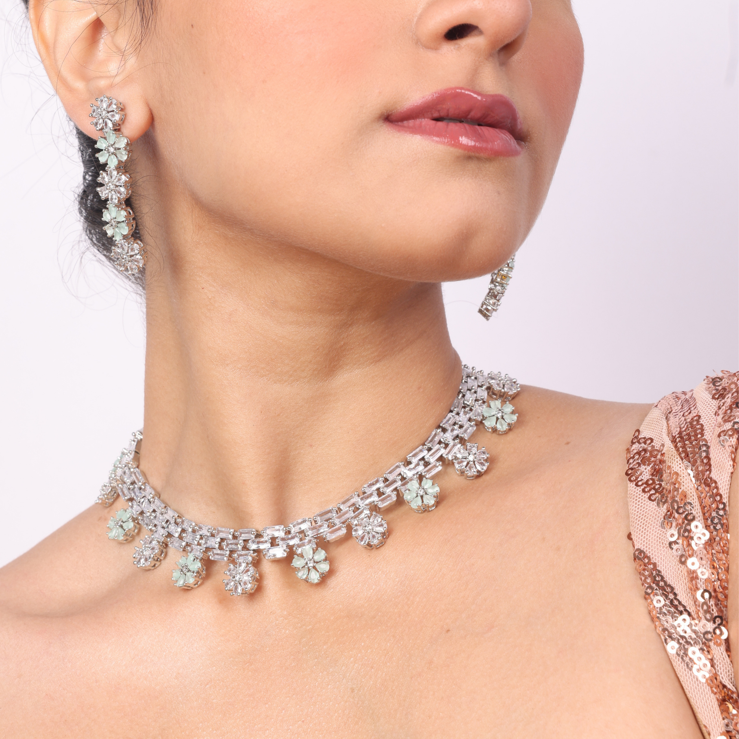 Lunar Cross | Premium CZ Crystal Necklace Set