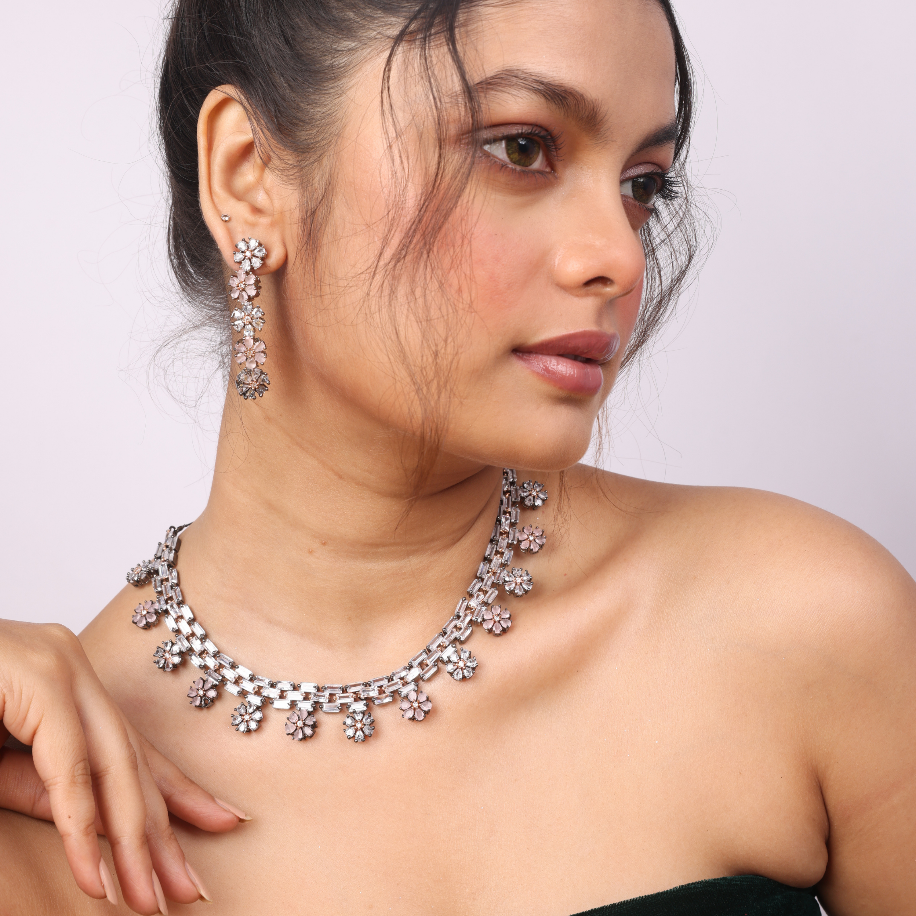 Lunar Cross | Premium CZ Crystal Necklace Set