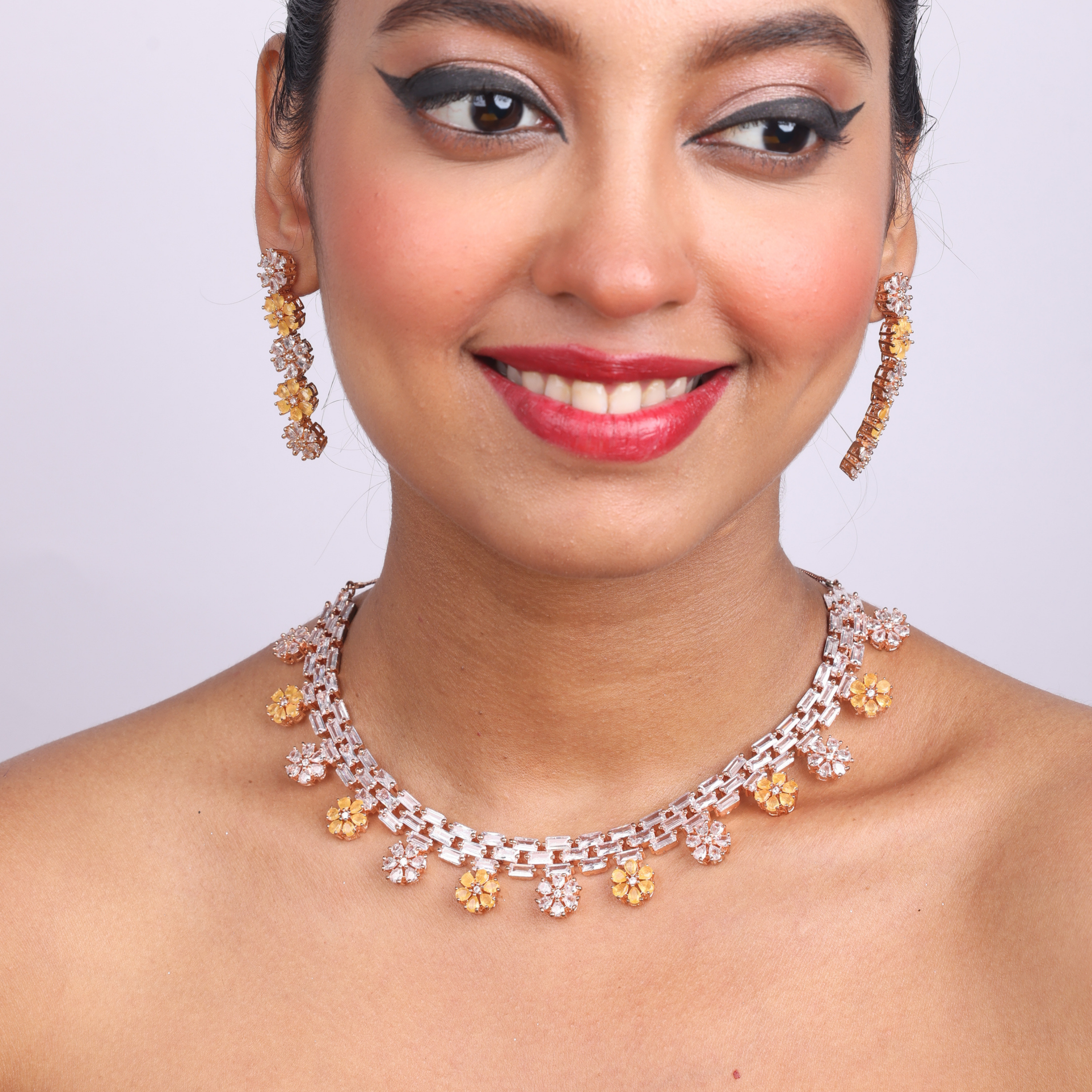 Lunar Cross | Premium CZ Crystal Necklace Set