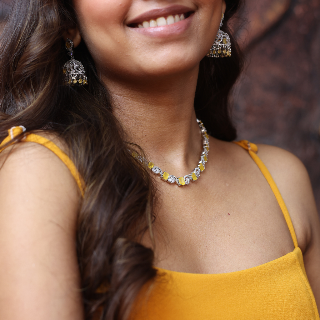 Lustrous Whisper | Premium CZ Crystal Necklace Set