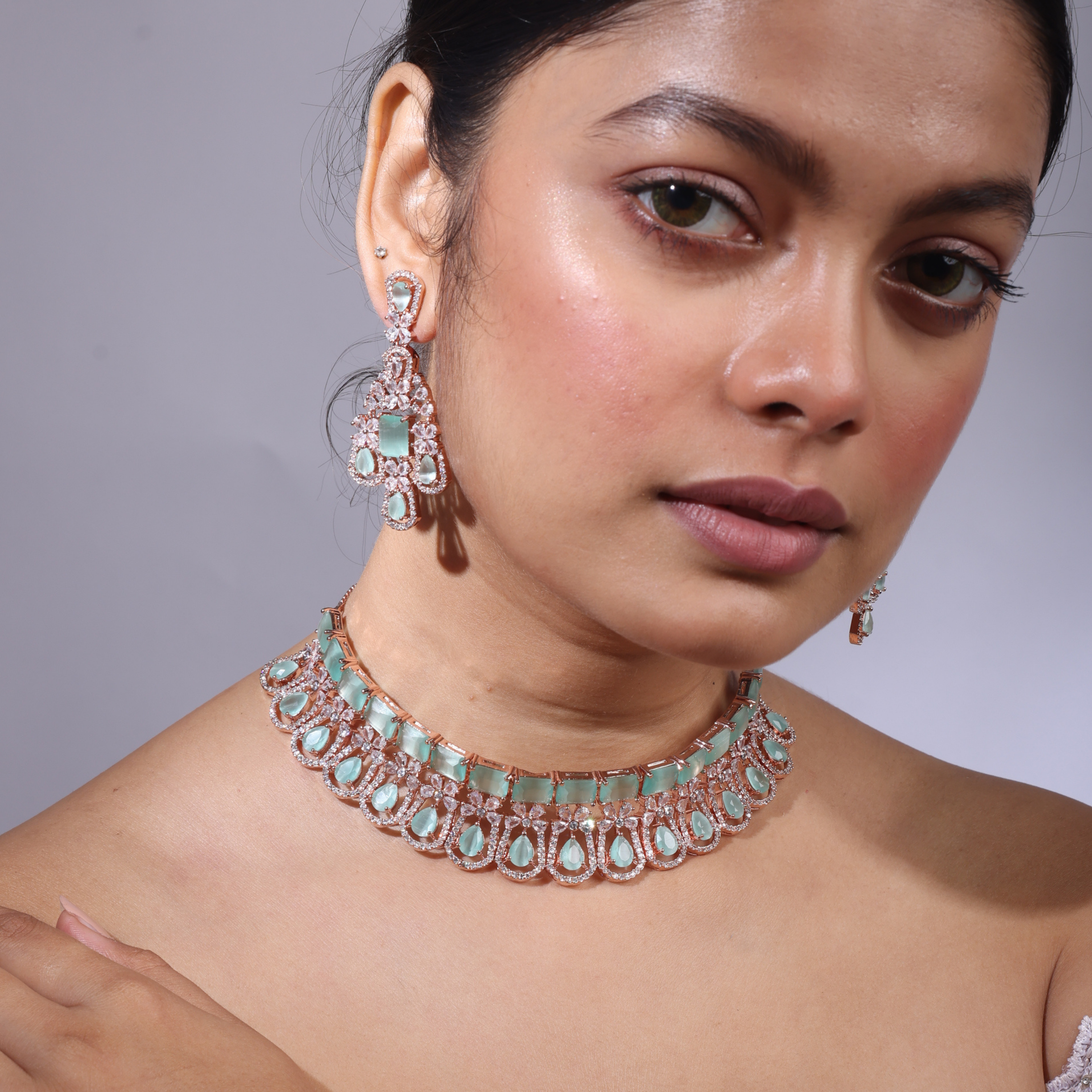 Neckline Globe | Luxury CZ Crystal Choker Set