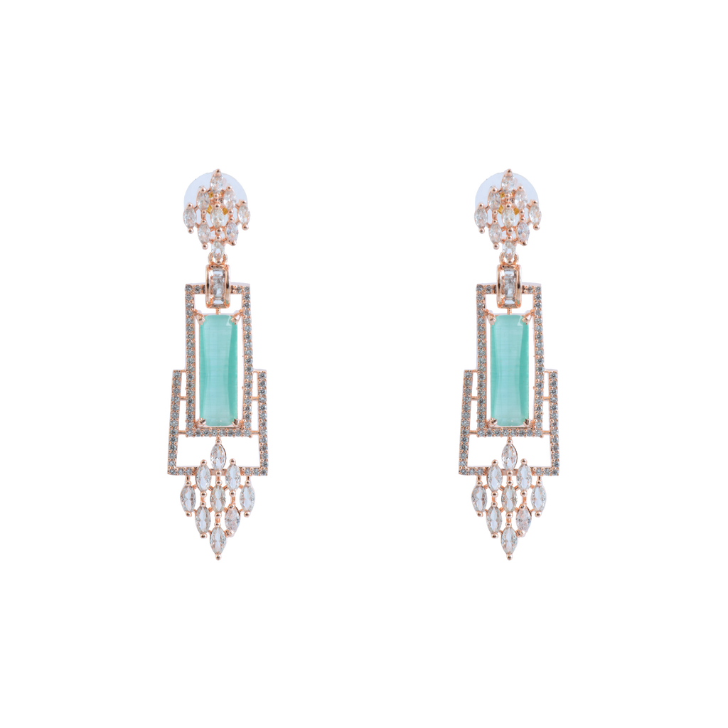 Noir Sparklers | Mint Green | Premium CZ Crystal Earring