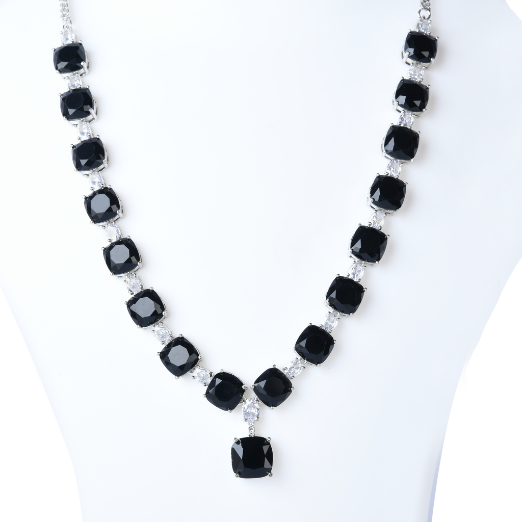 Qyra | Jet Black | Signature CZ Crystal Necklace