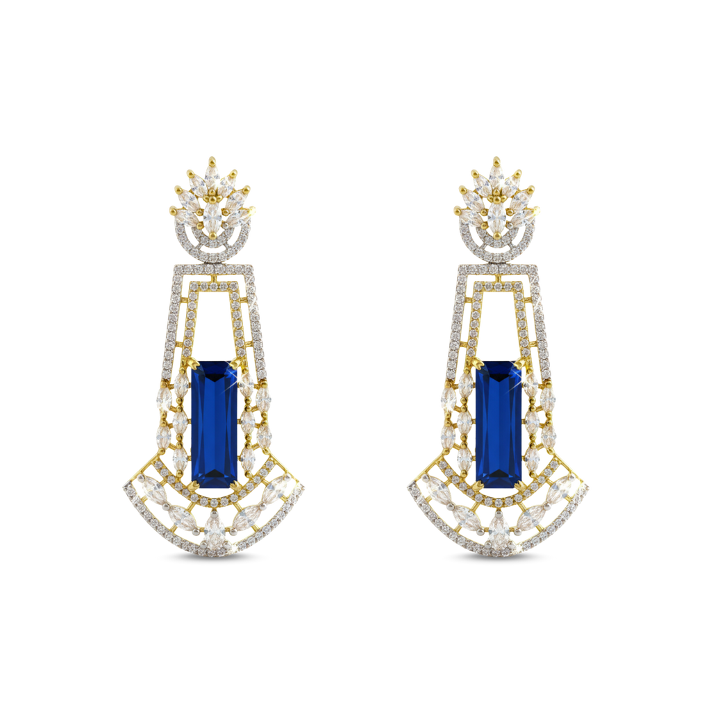 Radiant Dangles | Sapphire | Luxury CZ Crystal Dangle Earring