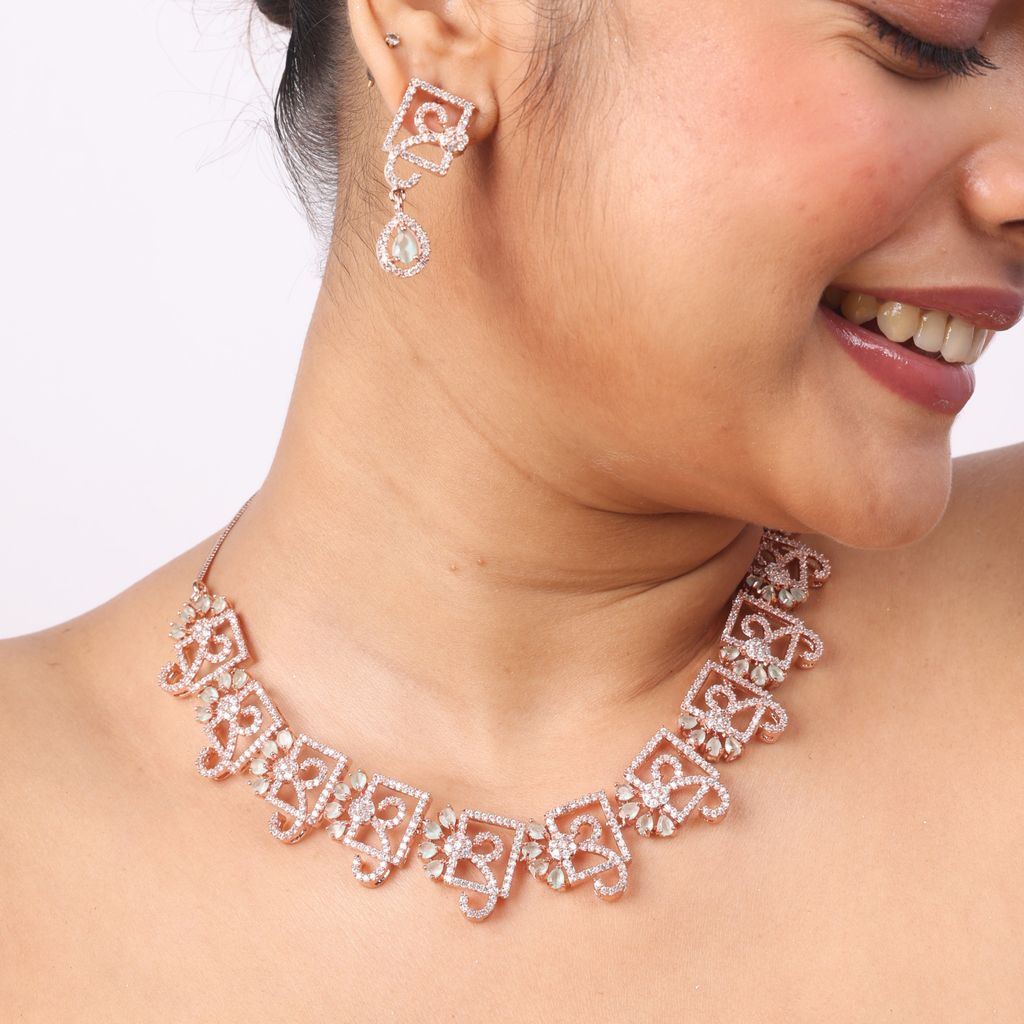 Square Crux | Premium CZ Crystal Necklace Set