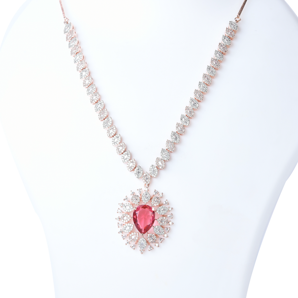 Rosy Ancilliary | Premium CZ Crystal Necklace Set