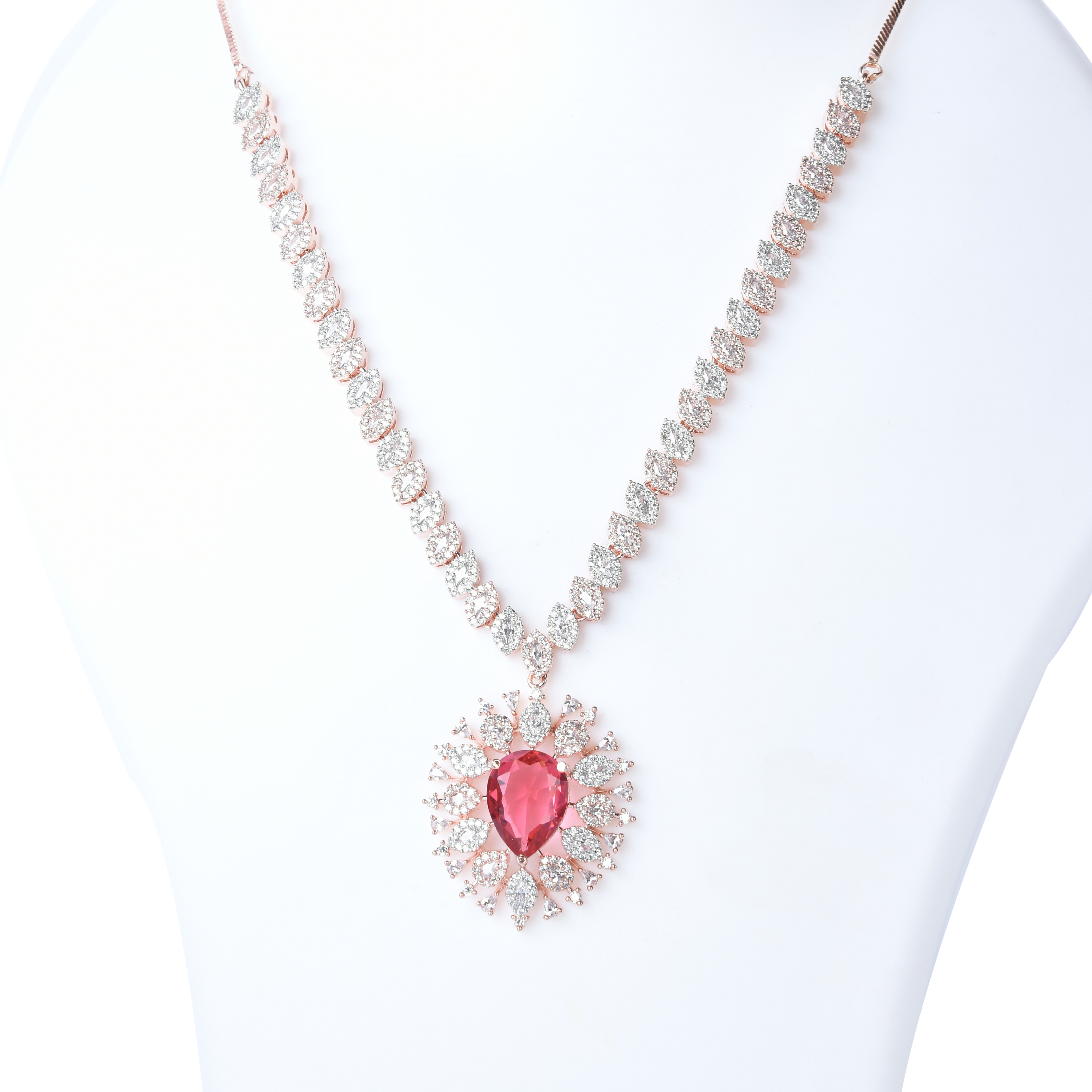 Rosy Ancilliary | Premium CZ Crystal Necklace Set