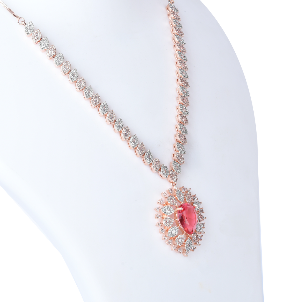 Rosy Ancilliary | Premium CZ Crystal Necklace Set