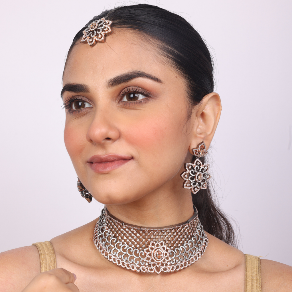 Royal Haematite | Luxury CZ Crystal Choker Set