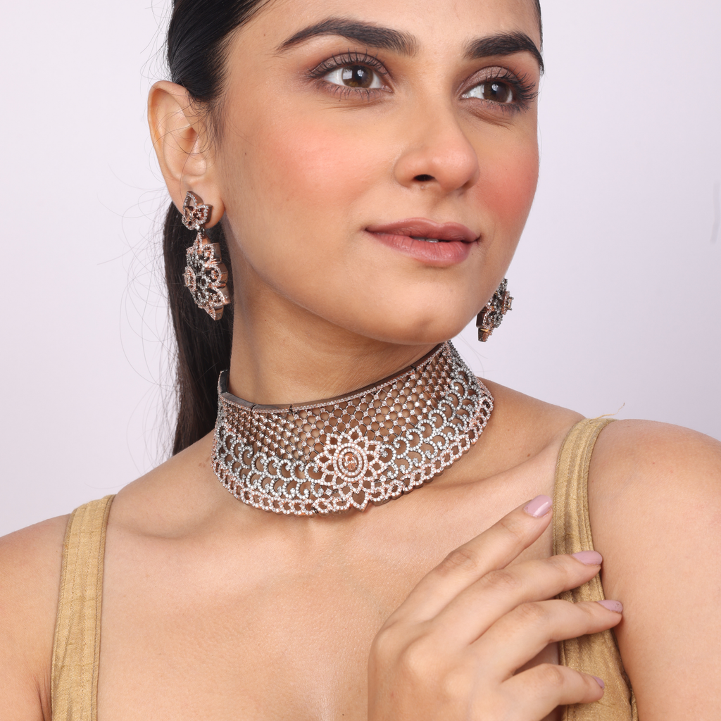 Royal Haematite | Luxury CZ Crystal Choker Set