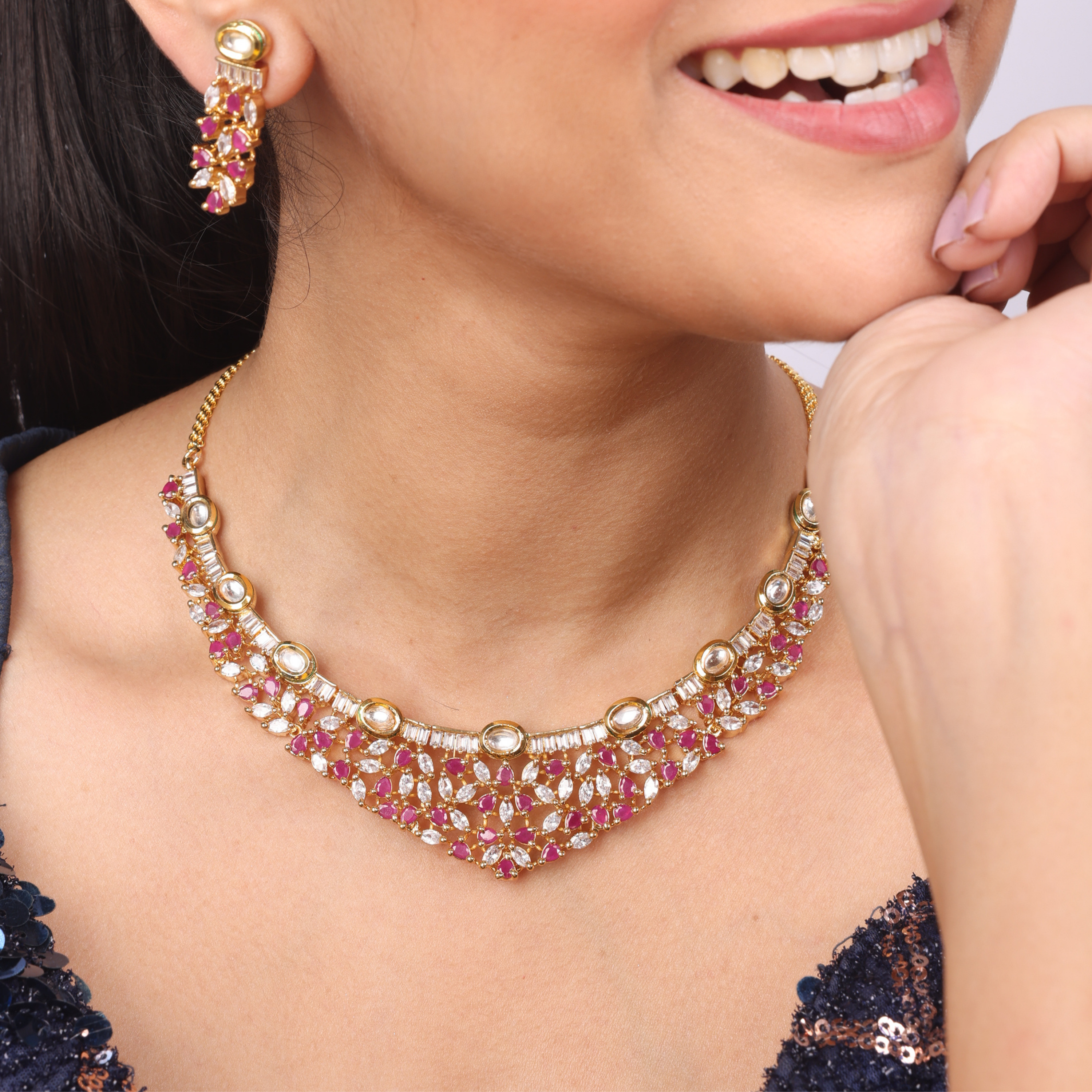 Royal Ruby Belle | Luxury CZ Crystal Necklace Set