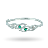 Silken Thread | Silver Plated | Emerald | Premium CZ Crystal Bracelet