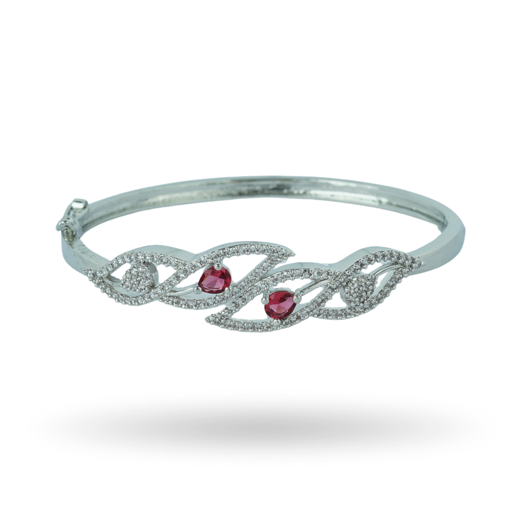 Silken Thread | Silver Plated | Ruby | Premium CZ Crystal Bracelet