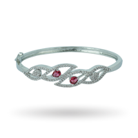 Silken Thread | Silver Plated | Ruby | Premium CZ Crystal Bracelet