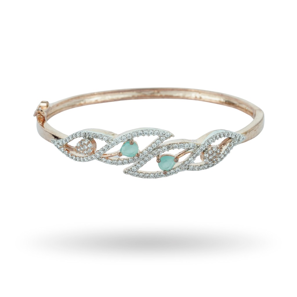 Silken Thread | Rose Gold Plated | Mint Green | Premium CZ Crystal Bracelet