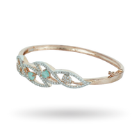 Silken Thread | Rose Gold Plated | Mint Green | Premium CZ Crystal Bracelet