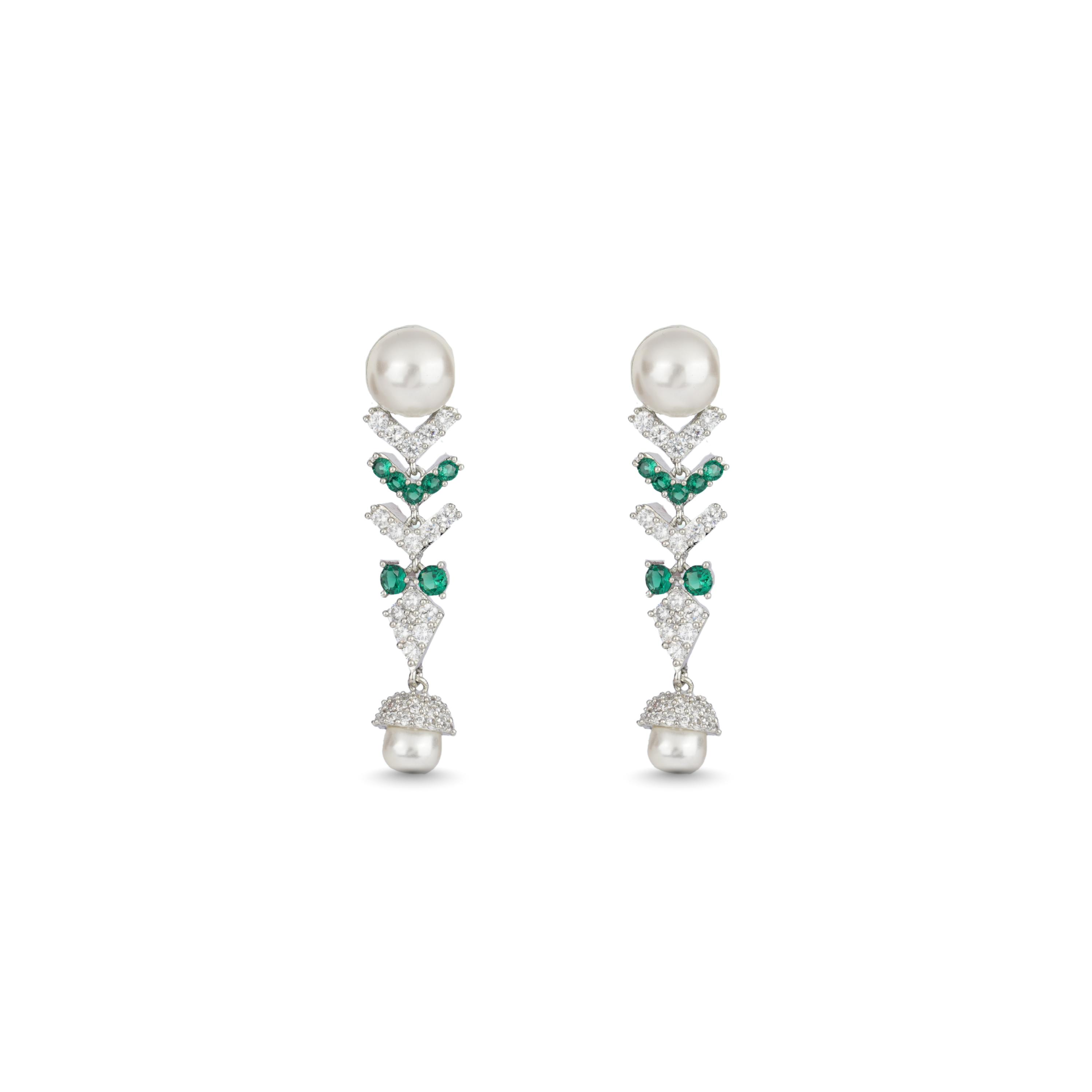 Silver Cascade | Signature CZ Crystal Pearl Necklace Set