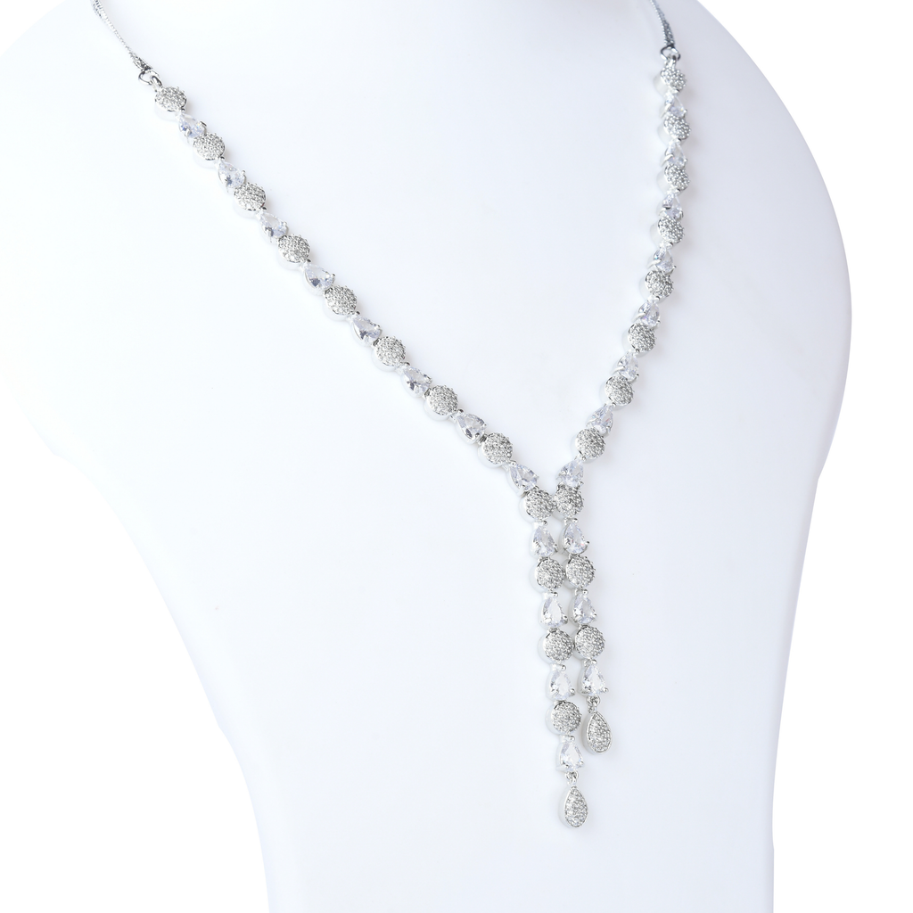Silver Strands | Premium CZ Crystal Necklace Set