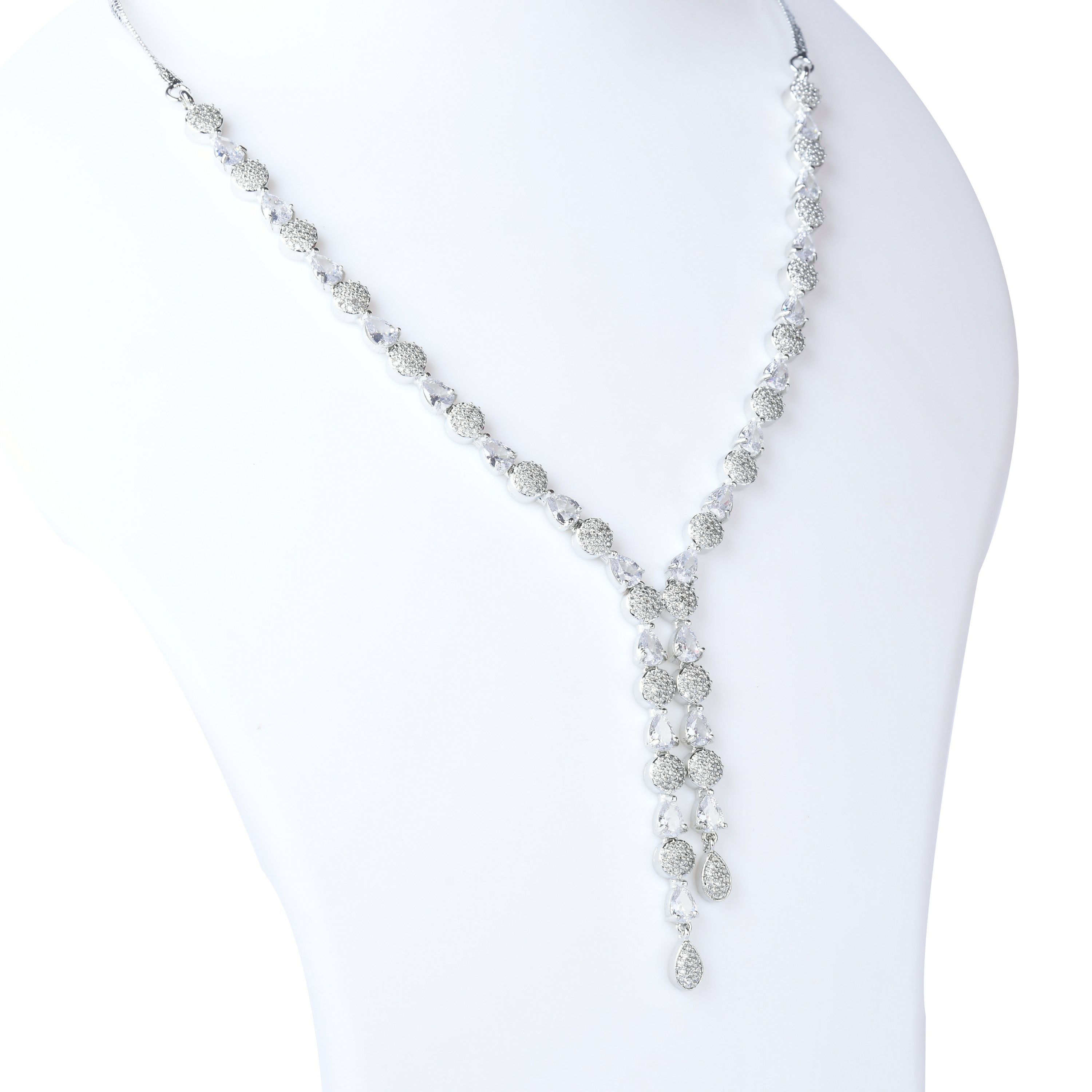 Silver Strands | Premium CZ Crystal Necklace Set