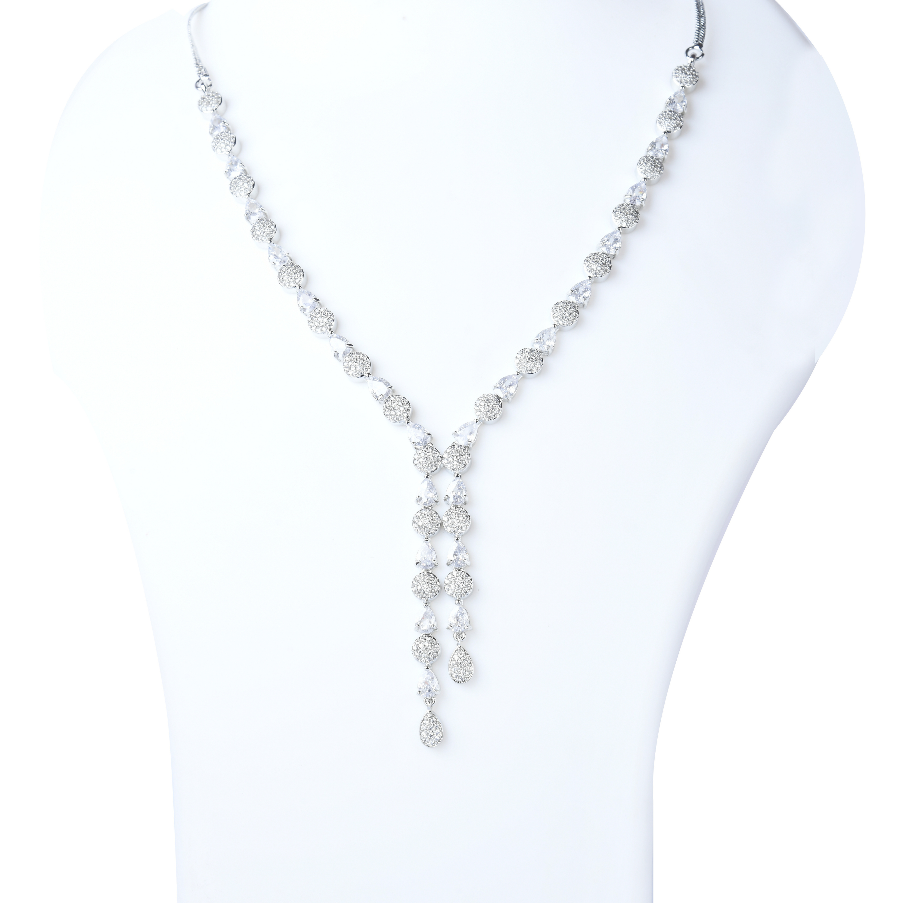Silver Strands | Premium CZ Crystal Necklace Set