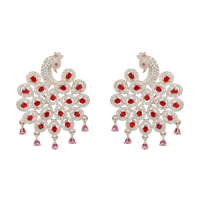 Solarion Peacock | Garnet | Signature CZ Crystal Earring