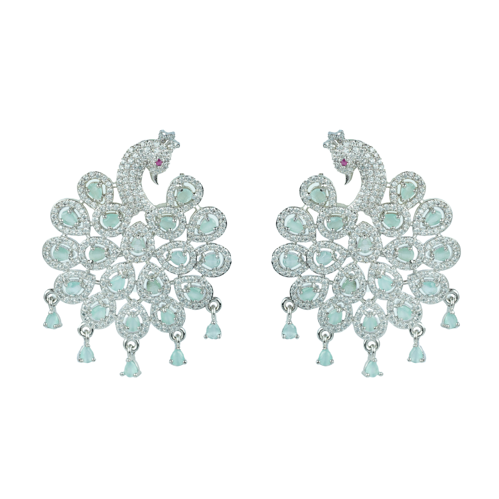 Solarion Peacock | Mint Green | Signature CZ Crystal Earring