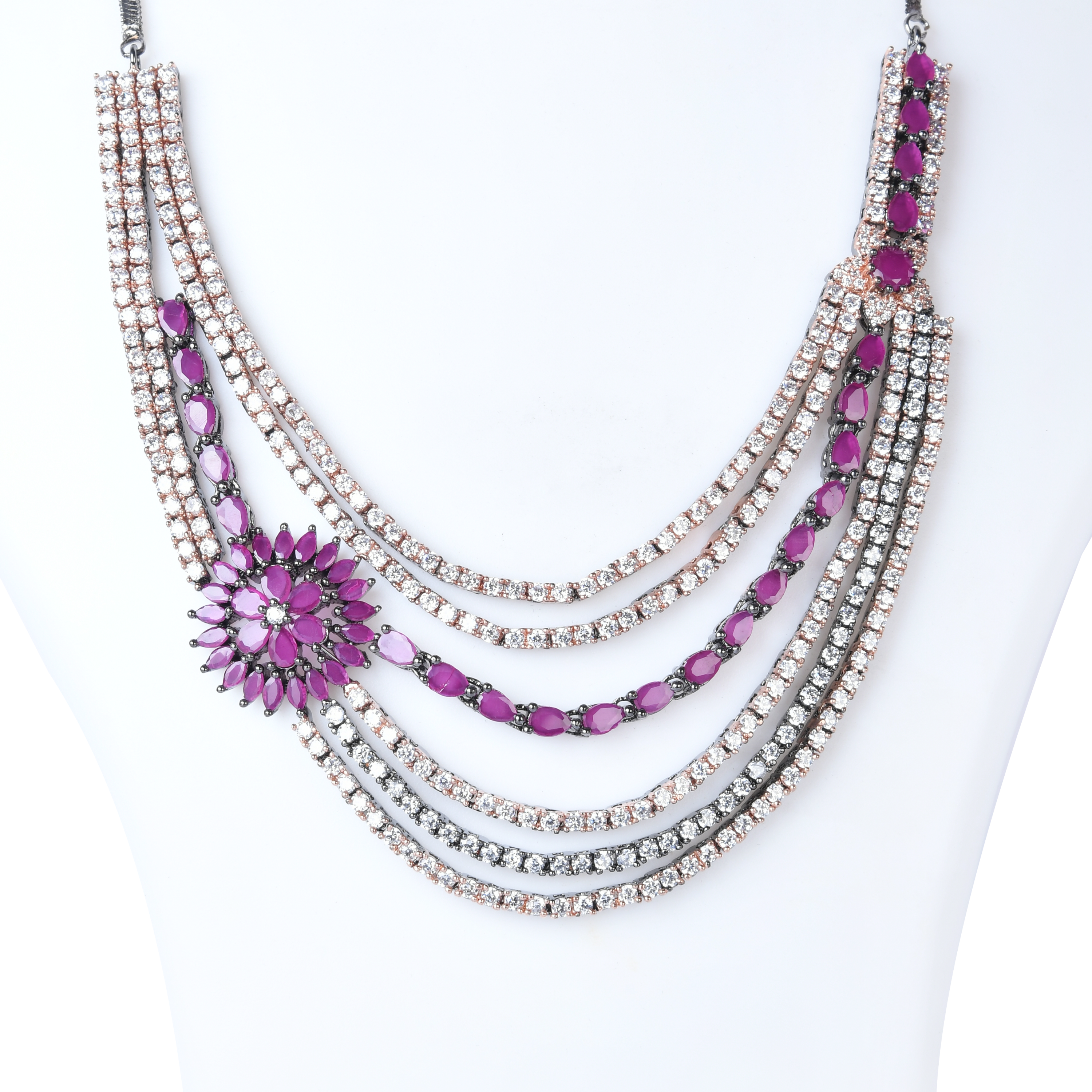 The Jewel Jest | Premium CZ Crystal Matinee Necklace Set