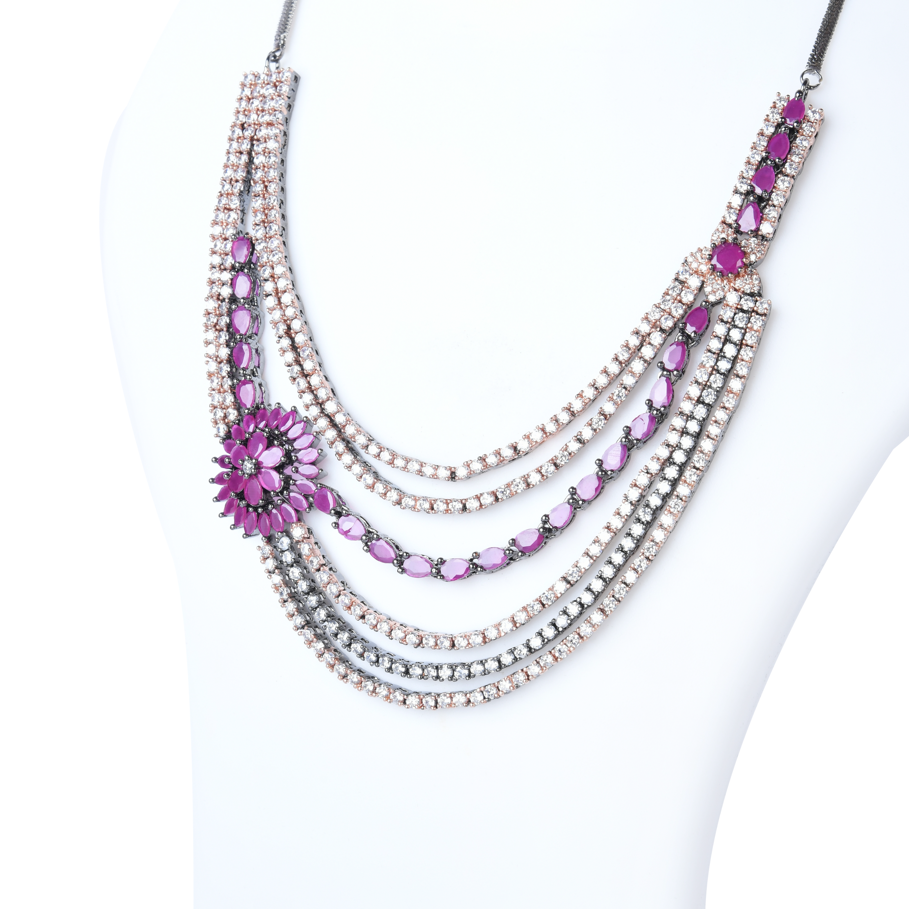 The Jewel Jest | Premium CZ Crystal Matinee Necklace Set