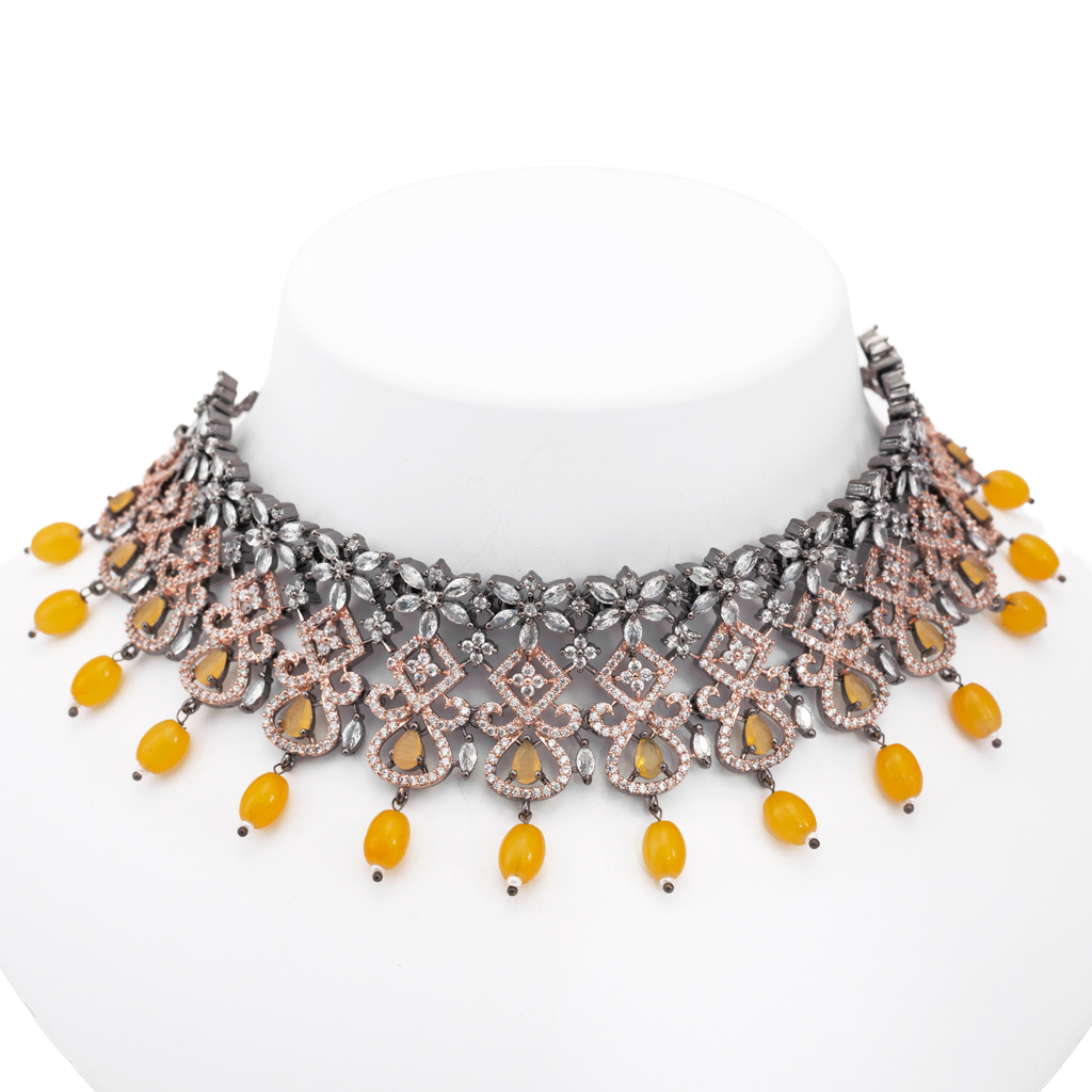 Tiara | Citrine | Luxury CZ Crystal Necklace Set