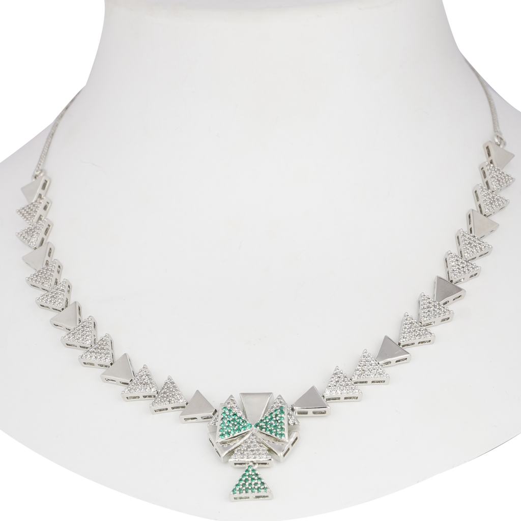 Trio Shimmer | Emerald | Premium CZ Crystal Necklace Set