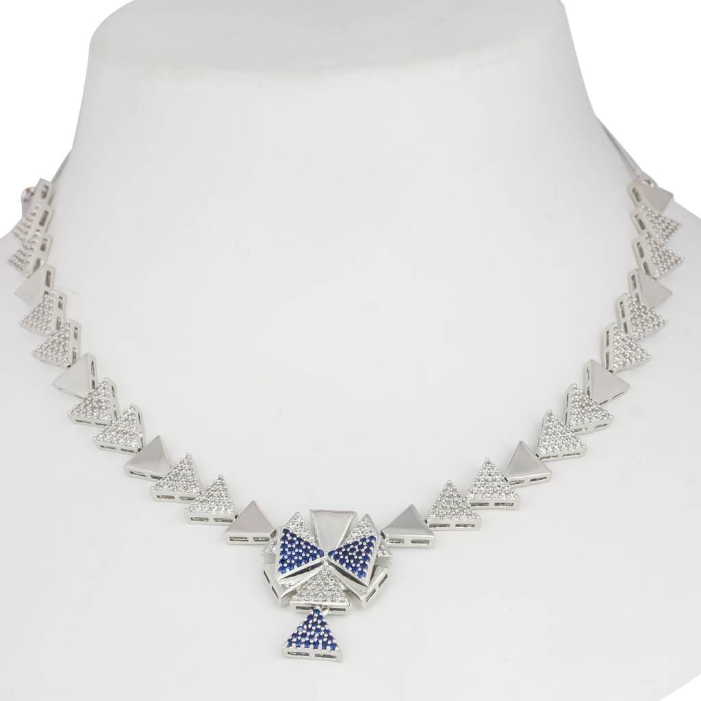 Trio Shimmer | Sapphire | Premium CZ Crystal Necklace Set